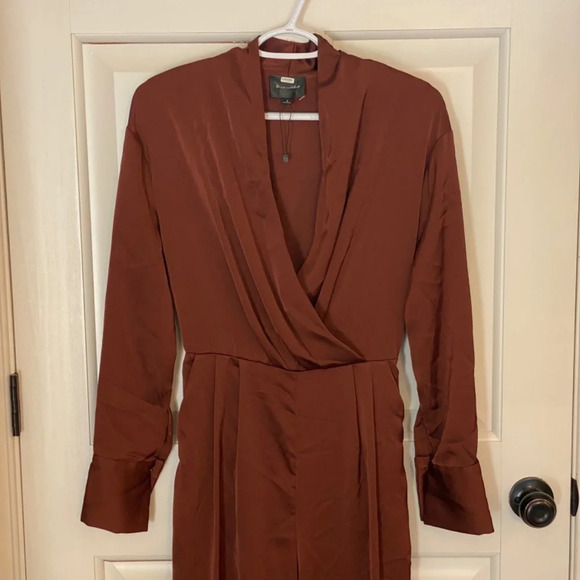 Line and Dot Giselle Jumpsuit Cinnamon Brown silky long sleeve 33603 - Picture 7 of 15